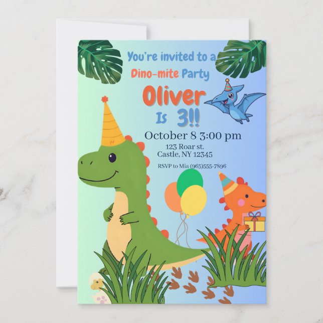 Invitation Fête d'anniversaire de Dino-mite - Anniversaire de (Devant)