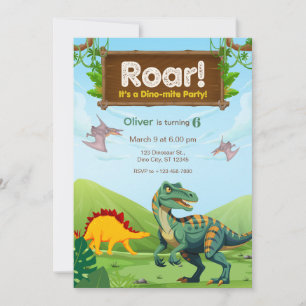 Invitation Fête d'anniversaire de dinosaure Dino-Mite