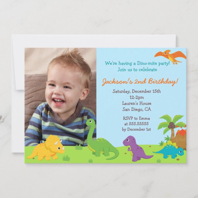 Invitation Fête d'anniversaire de dinosaure Invitaions (Devant)