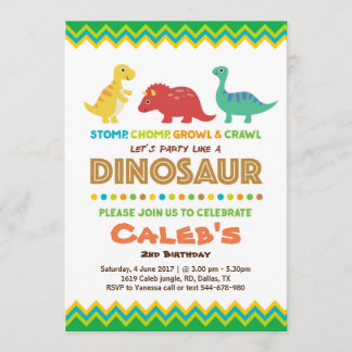 Invitation Fête d'anniversaire de dinosaure Invitaton