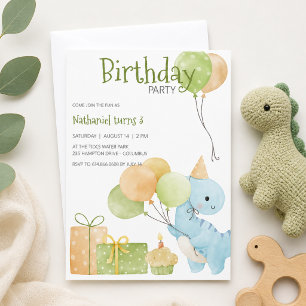 Invitation Fête d'anniversaire de dinosaure mignon