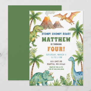 Invitation Fête d'anniversaire de dinosaure préhistorique