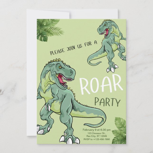 Invitation Fête d'anniversaire de dinosaure T-Rex (Devant)