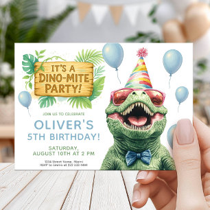 Invitation Fête d'anniversaire de dinosaures jungle pour enfa