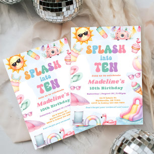 Invitation Fête d'anniversaire de dix ans Editable Summer Spl