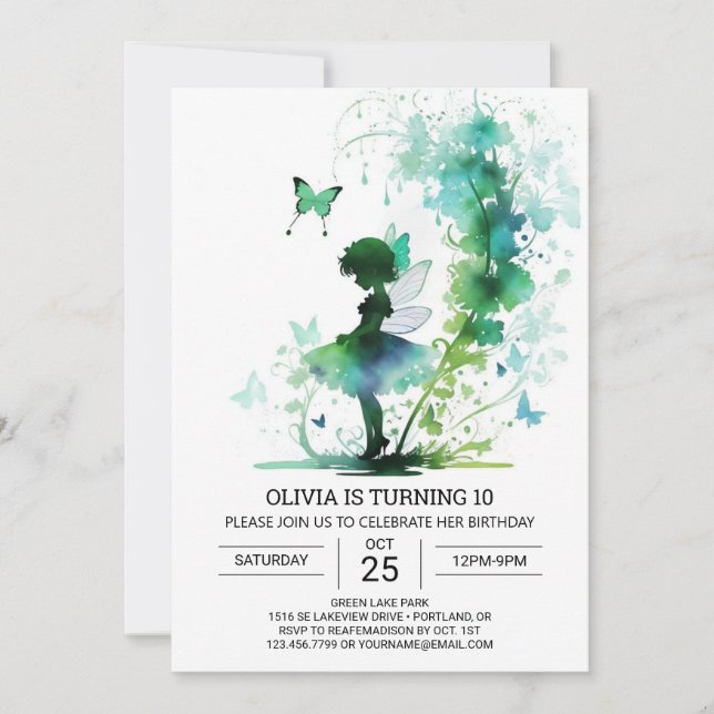 Invitation Fête d'anniversaire de Fairycore Princess (Devant)