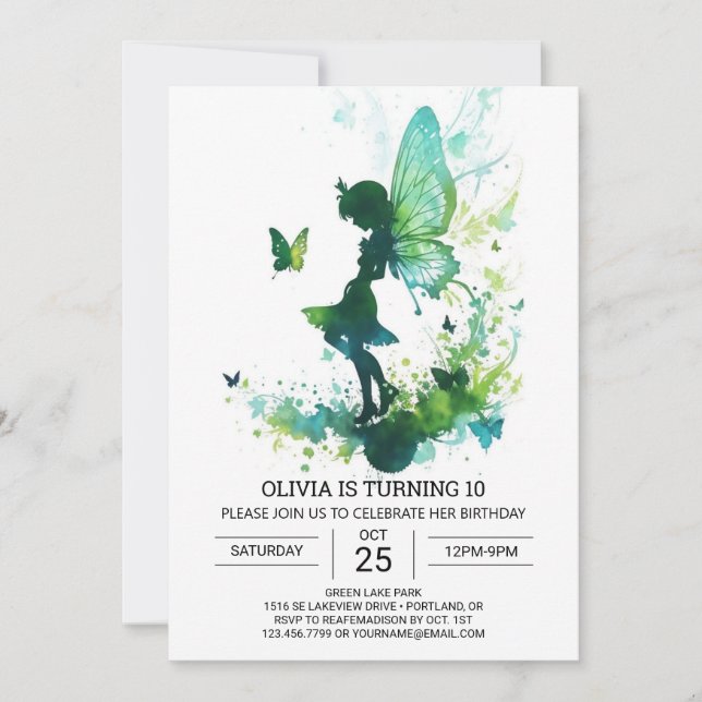 Invitation Fête d'anniversaire de Fairycore Princess Editable (Devant)