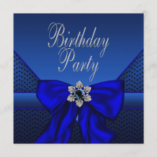 Invitation Fête d'anniversaire de femme bleu royal argenté