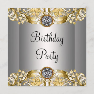 Invitation Fête d'anniversaire de femme en or argenté
