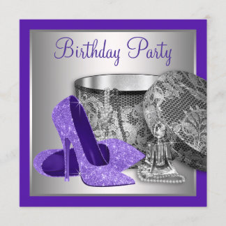 Invitation Fête d'anniversaire de femme Talon haut Violet Arg