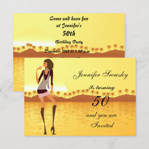 Invitation Fête d'anniversaire de femmes or