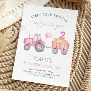 Invitation Fête d'anniversaire de ferme de fille de tracteur