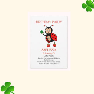 Invitation Fête d'anniversaire de fille à la coccinelle migno