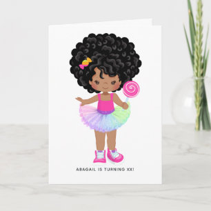 Invitation Fête d'anniversaire de fille afro-américaine Candy