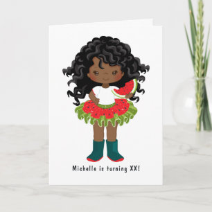 Invitation Fête d'anniversaire de fille américaine noire avec