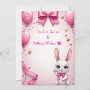 Invitation Fête d'anniversaire de fille au lapin rose 🐰