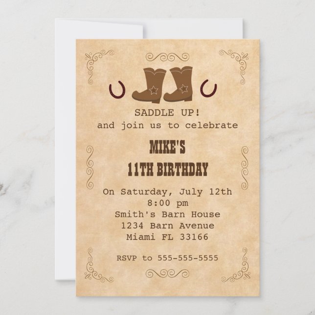 Invitation Fête d'anniversaire de fille de garçon (Devant)