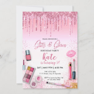 Invitation Fête d'anniversaire de fille de Spa Glitz & Glam