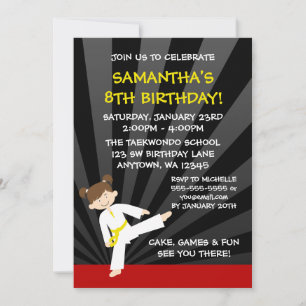 Invitation Fête d'anniversaire de fille de Taekwondo Karaté C