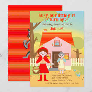 Invitation Fête d'anniversaire de fille du Petit Chaperon Rou