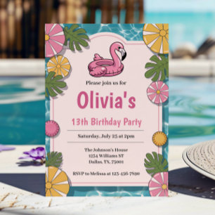 Invitation Fête d'anniversaire de fille pour une soirée pisci