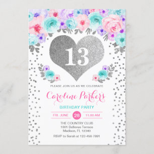 Invitation Fête d'anniversaire de fille - rose pourpre