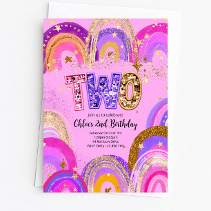 Invitation Fête d'anniversaire de filles de 2 ans