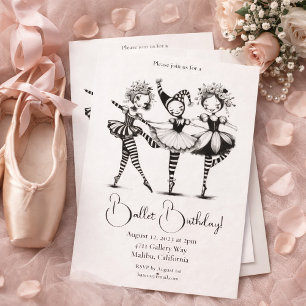 Invitation Fête d'anniversaire de filles de danse de ballet