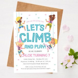 Invitation Fête d'anniversaire de filles d'escalade en salle