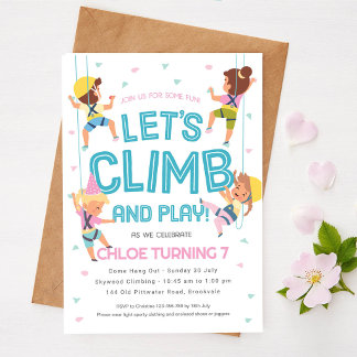 Invitation Fête d'anniversaire de filles d'escalade en salle