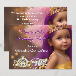 Invitation Fête d'anniversaire de filles princesse Carrosse v
