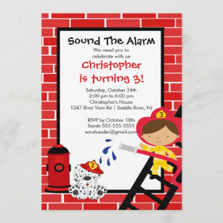 Invitation Fête d'anniversaire de Fireman Boys Firetruck