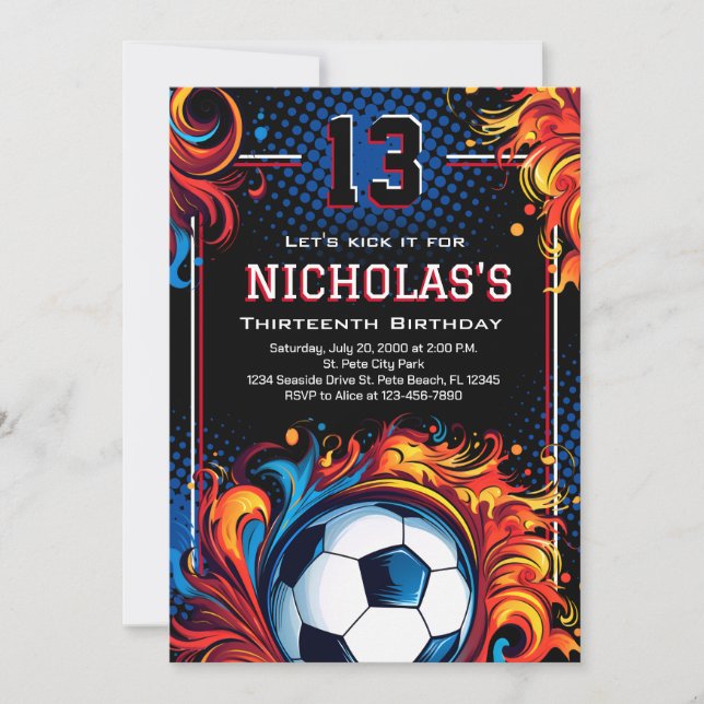 Invitation Fête d'anniversaire de football (Devant)
