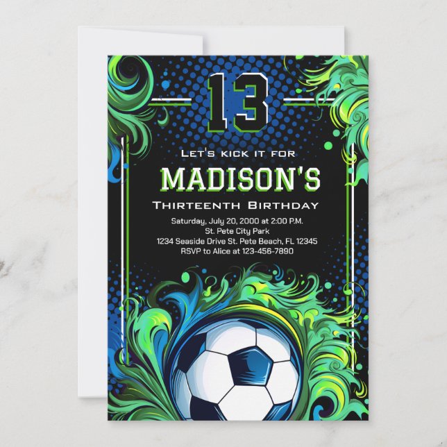 Invitation Fête d'anniversaire de football (Devant)