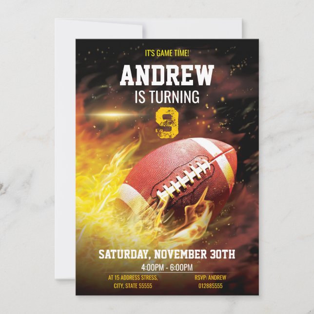 Invitation Fête d'anniversaire de football américain personne (Devant)