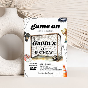 Invitation Fête d'anniversaire de football Game On