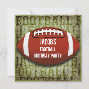 Invitation Fête d'anniversaire de football Vert Grunge Vintag