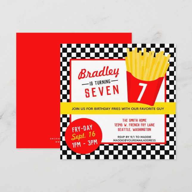 Invitation Fête d'anniversaire de Fry (Devant / Derrière)