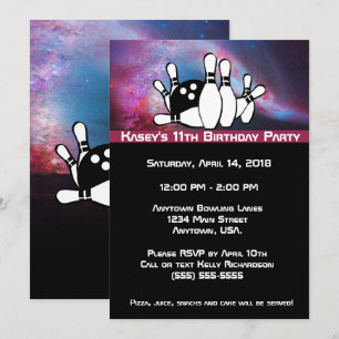 Invitation Fête d'anniversaire de Galaxy Bowling