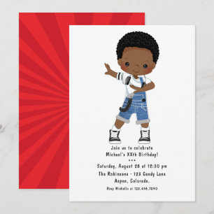 Invitation Fête d'anniversaire de garçon de danse hip hop rap