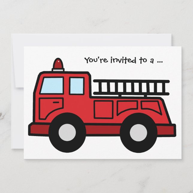 Invitation Fête d'anniversaire de garçon de Firetruck de (Devant)