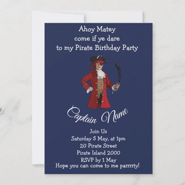 Invitation fête d'anniversaire de garçon pirate (Devant)