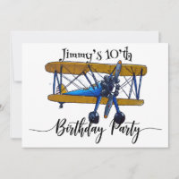 Fête d'anniversaire de garçons avec biplan jaune e