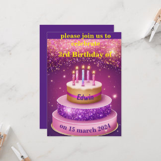 Invitation fête d'anniversaire de gâteau