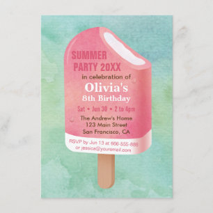 Invitation Fête d'anniversaire de glace popsicle d'été