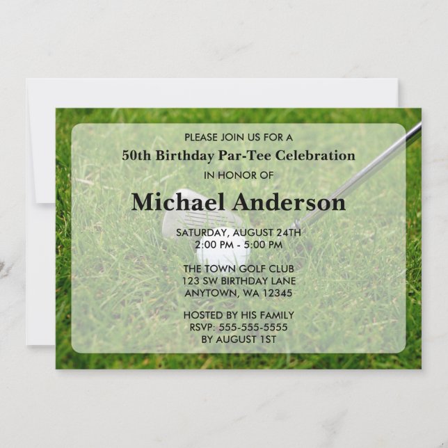Invitation Fête d'anniversaire de golf (Devant)