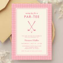 Fête d'anniversaire de golf rose moderne pour elle