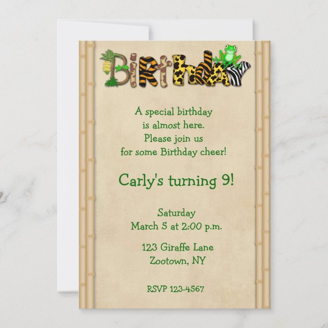 Invitation Fête d'anniversaire de grenouille d'impression de (Devant)