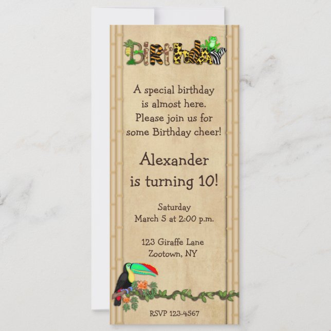 Invitation Fête d'anniversaire de grenouille d'impression de (Devant)