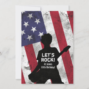 Invitation Fête d'anniversaire de grunge de guitare de star d